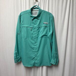 Realtree Fishing Mens Long-Sleeve Button-Up Shirt Size Medium Green Lightweight